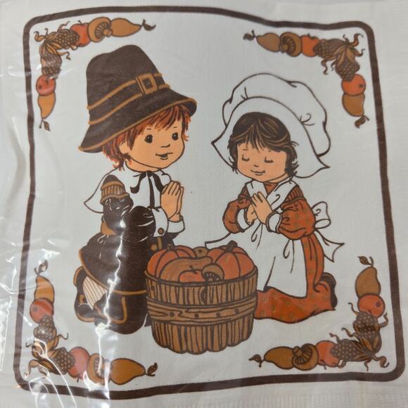 Hallmark Thanksgiving Luncheon Napkins Vintage 75 Napkins 5 Packs 65TNK 2-4 - Picture 7 of 8